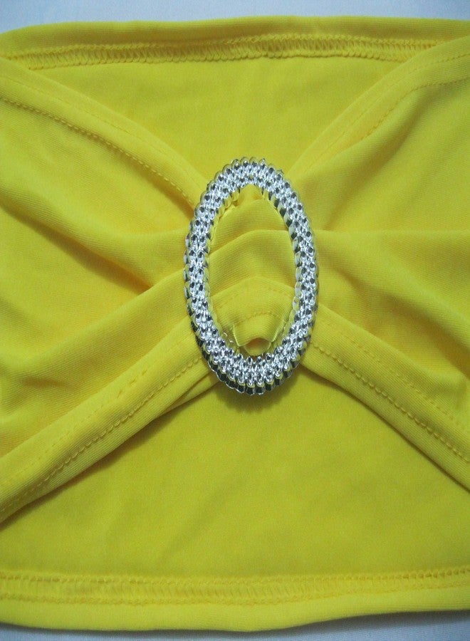 SheYang 50PCS Spandex Chair Sashes Bows Elastic Chair Bands with Buckle Slider Sashes Bows for Wedding Decorations (50PCS, Light Yellow) - Image 3